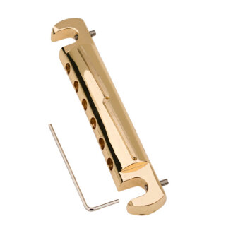 TBWC-59GG-BR	Faber Vintage Spec ALU Compensated Wraparound Tailpiece, Gold, gloss, Intonation bar: Brass