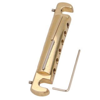 TBWC-59GA-HL    	Faber Vintage Spec ALU Compensated Wraparound Tailpiece, Gold, aged, Intonation Bar: Titan/Brass, LEFT HANDED