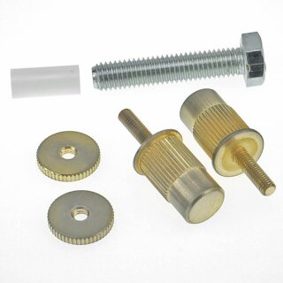 E-sert-GA        	Faber E-sert = Epiphone, etc. to 59 ABR converter studs,  12mm/4mm, BELL BRASS, Gold, aged