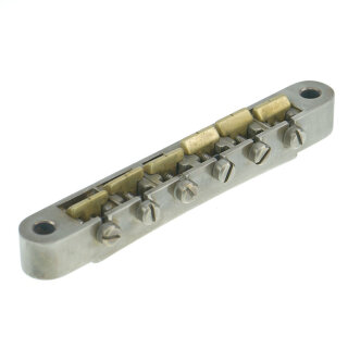 ABRM-BA        ABRM Bridge, Fits 4mm studs, Aged Nickel, Brass saddles natural