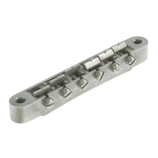 ABRN-NA        ABRN Bridge, Fits Nashv studs, Aged Nickel, Brass saddles nickel plated