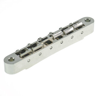 ABRN-NG        ABRN Bridge, Fits Nashv studs, Gloss Nickel, Brass saddles nickel plated