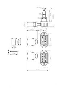 FKT33BB-NA          Faber Kluson style tuners, 3+3, bolt bushing, nickel aged
