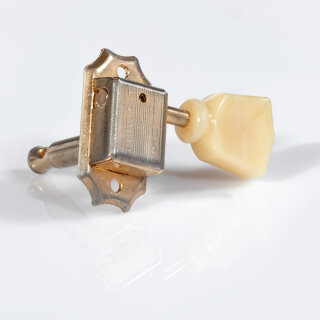 FKT33SBT-GA        	Faber Kluson style tuners, tulip knob, 3+3, separate bushing, gold aged